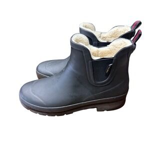 Tretorn Eva Vinter Black Rubber Rain Boots Faux Fur Lined Chelsea Boot Womens 9